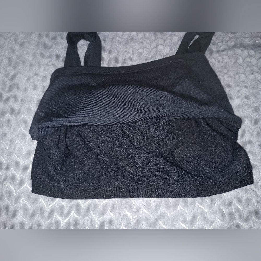 Athleta Black Longline Layered Sports Bra – Size Small - Picture 4 of 5